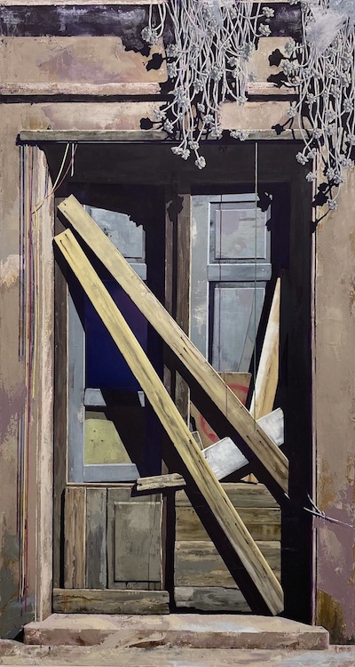 Katrin Brause aka Heichel: Bruch [Tür II], 2020, 
Öl auf Leinwand, 280 x 150 cm 

